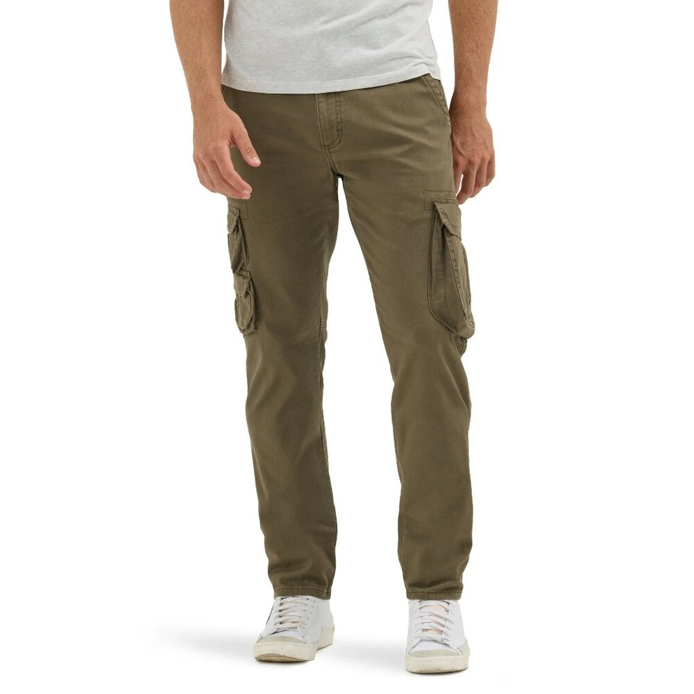 New Men's Wrangler Premium 5-Star Stretch Regular Taper Cargo Pants Pine Green